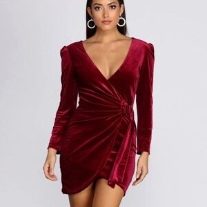 Windsor Wrap Velvet Cocktail Mini Party Dress